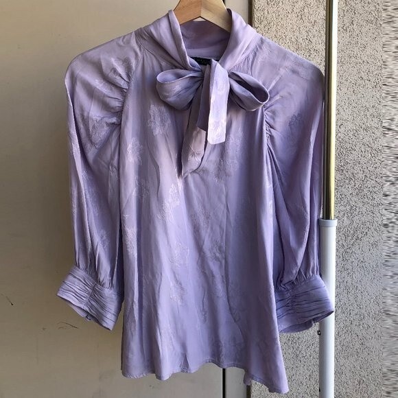 Zara Bow Blouse With Floral Print Size S - Picture 2 of 9